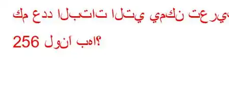 كم عدد البتات التي يمكن تعريف 256 لونًا بها؟